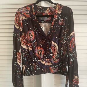 Anthropologie Black Floral Blouse
